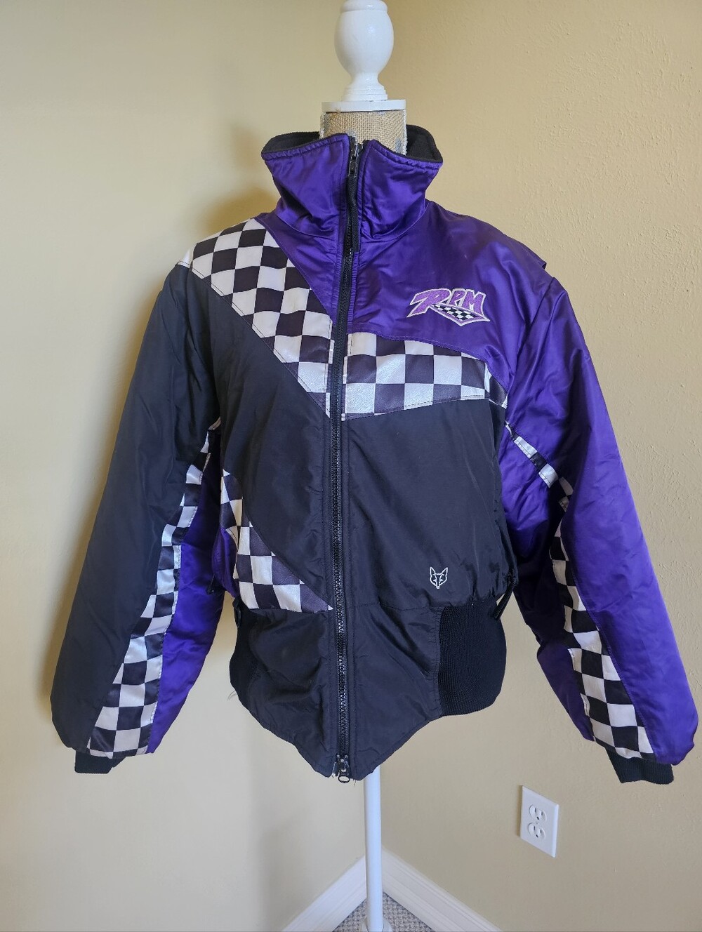 Fox Point Vintage Ski Snowmobile Winter Jacket Purple Checker Women Extra Large